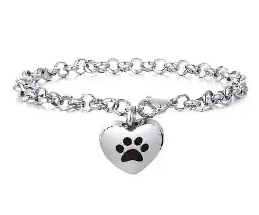 Dropshipping Engraved Heart Pets Paw Urn bracelet,heart charms memorial ashes urn bracelet jewelry makings keepsake