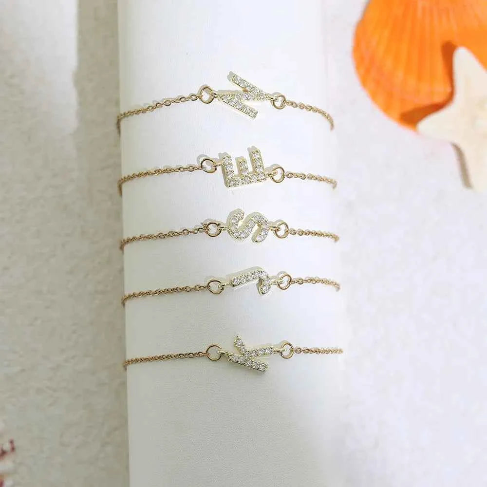 Delicate Letter Bracelet For Women Initials Bracelets Gold Plated Stainless Steel Chain