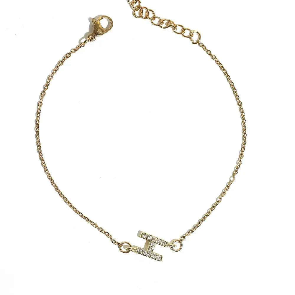 Delicate Letter Bracelet For Women Initials Bracelets Gold Plated Stainless Steel Chain