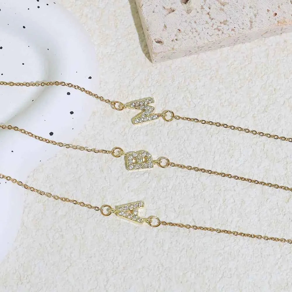 Delicate Letter Bracelet For Women Initials Bracelets Gold Plated Stainless Steel Chain