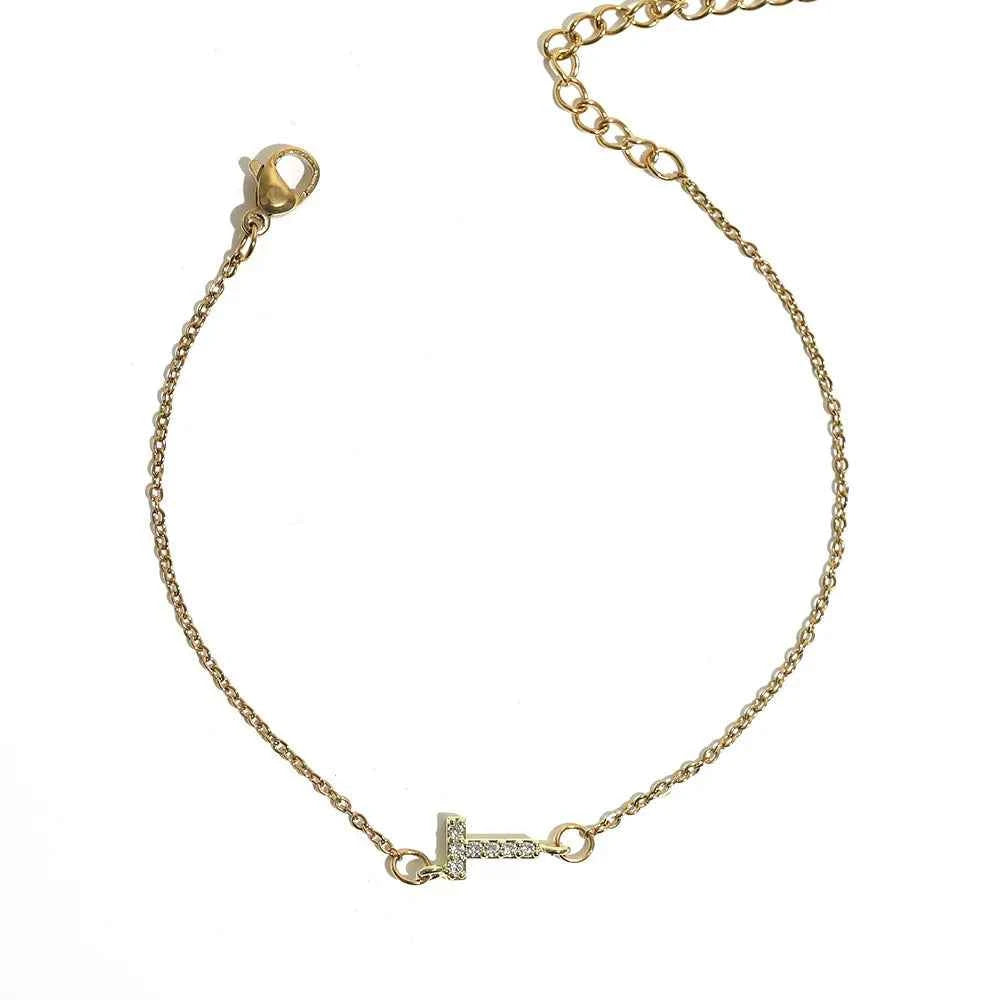 Delicate Letter Bracelet For Women Initials Bracelets Gold Plated Stainless Steel Chain