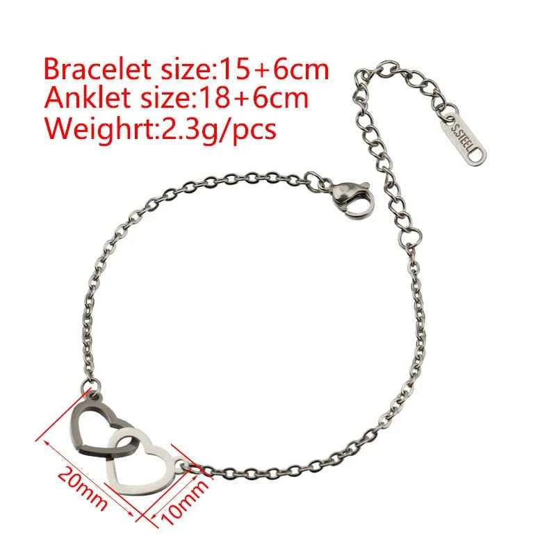Double Heart Bracelets for Women Custom Engraved Name Steel Bracelets Eternal Rose Box