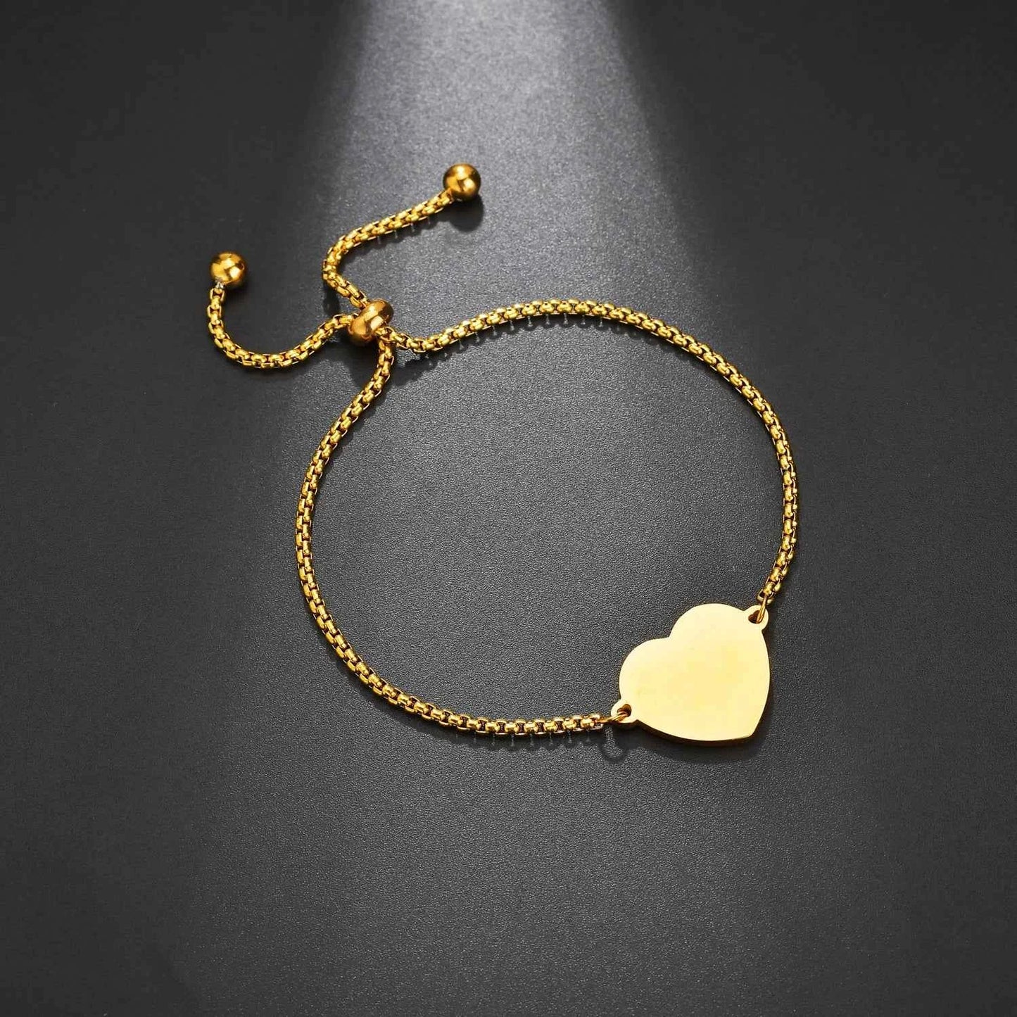Personalized Engraved Heart Bracelet Custom Name Date Photo Logo For Women Men