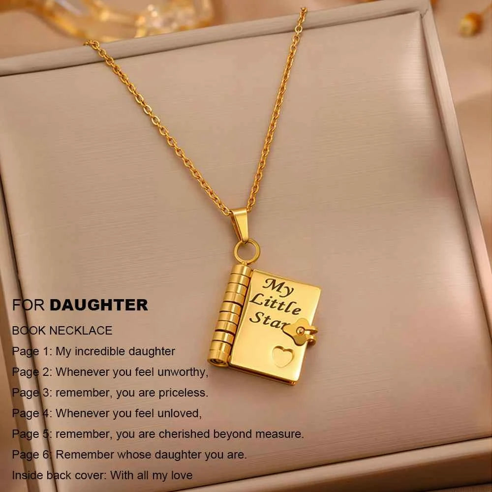 Christmas Ideal Gifts For Son My Champion Book Necklace Openable Pages My Little Star Stainless Steel Engraved