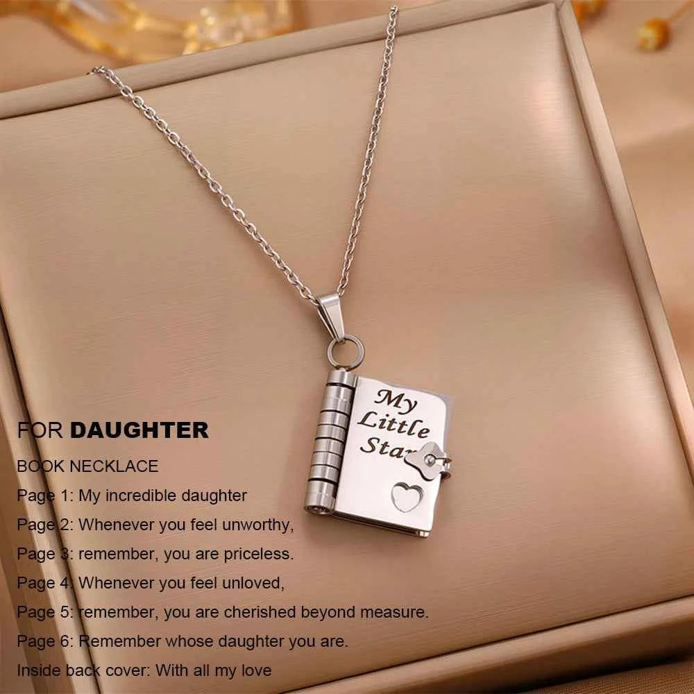 Christmas Ideal Gifts For Son My Champion Book Necklace Openable Pages My Little Star Stainless Steel Engraved