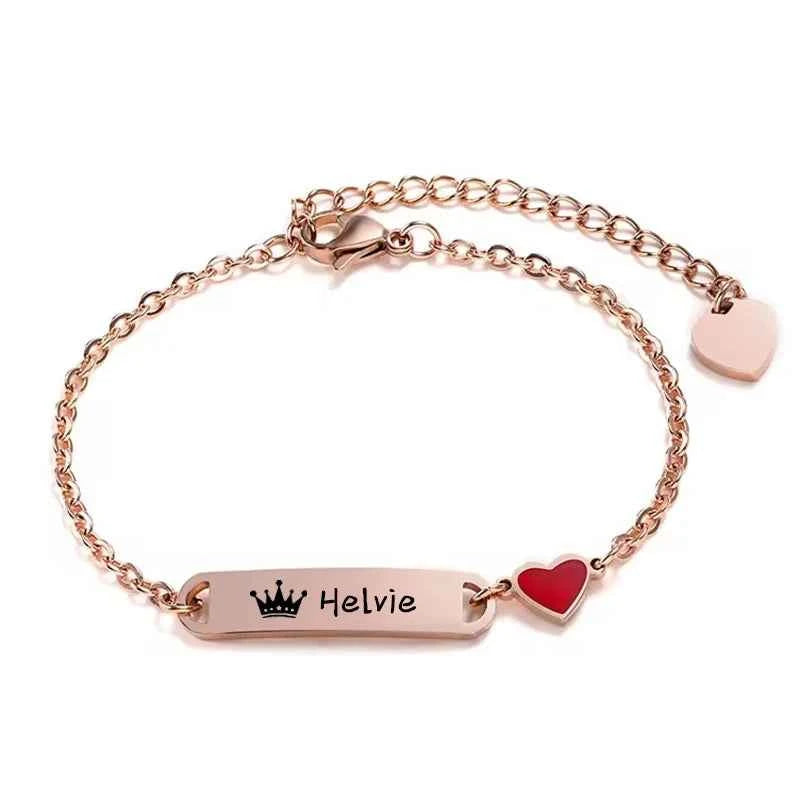 Little Boy/Girl Custom Engraved Name/Date Baby ID Bracelets Gold Plated Stainless Steel Gifts