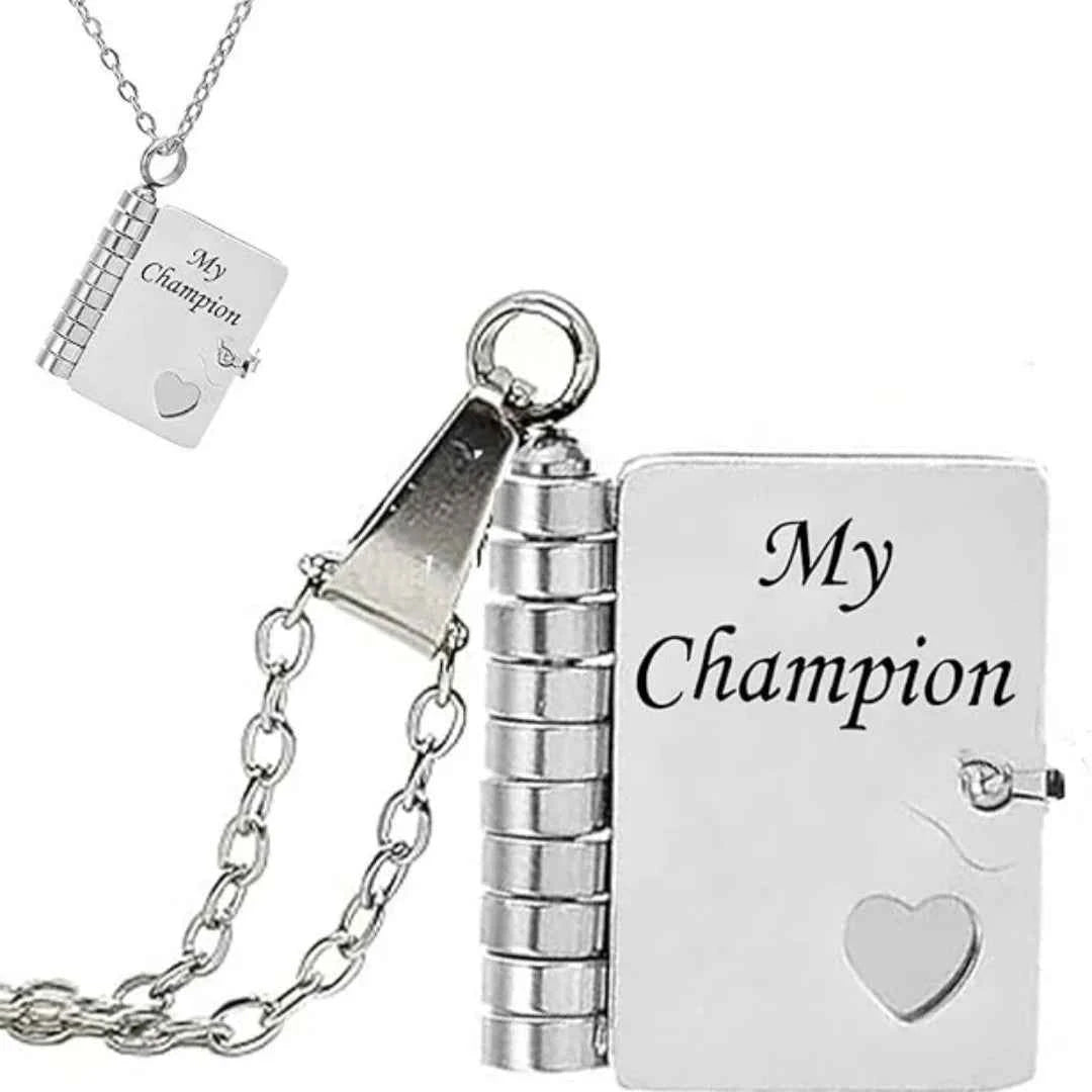 Christmas Ideal Gifts For Son My Champion Book Necklace Openable Pages My Little Star Stainless Steel Engraved