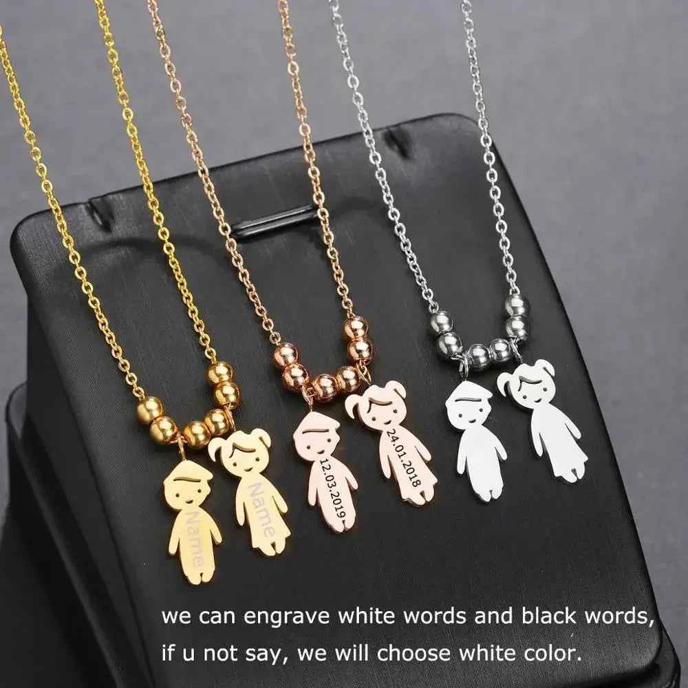Engraved Name Necklace for Women & Kids Stainless Steel Pendant Gift