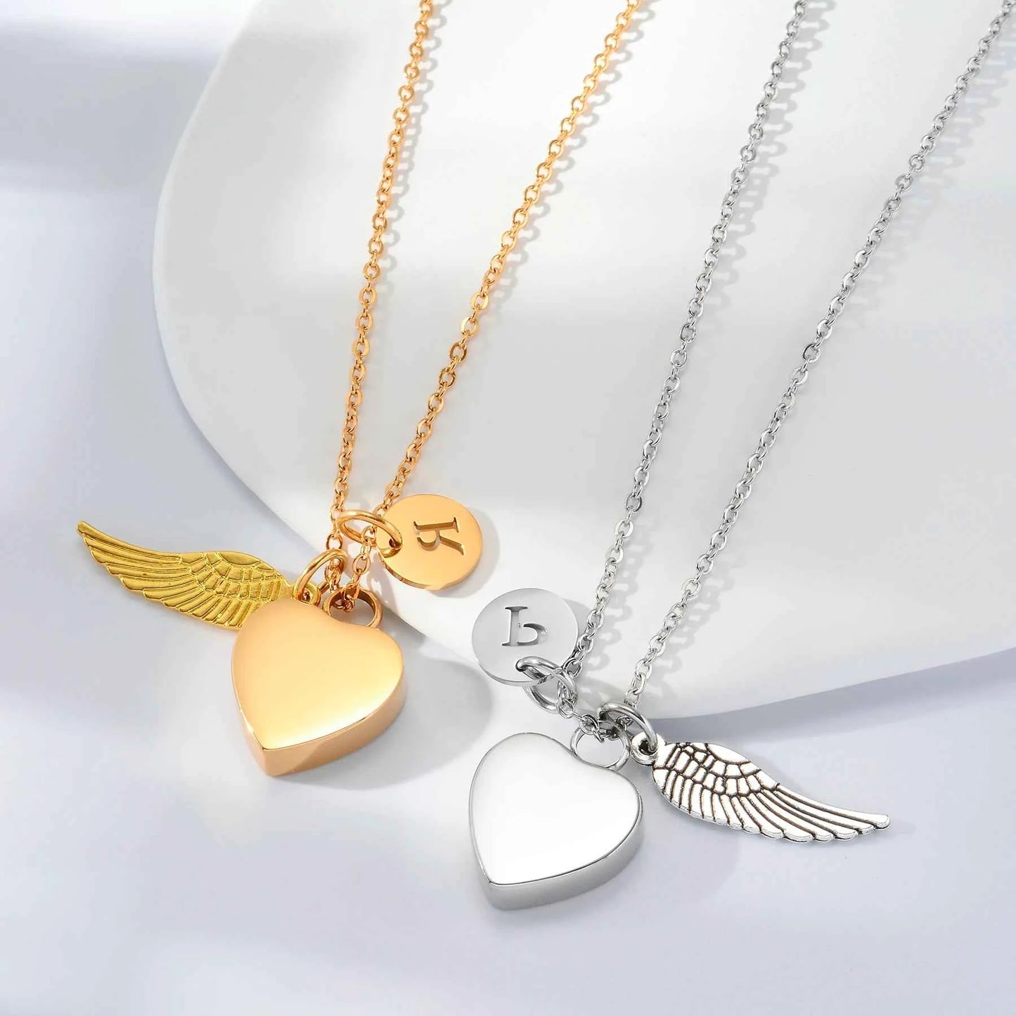 Personalized Stainless Steel Heart Ashes Urn Pendant Necklace Initial Letter Charm Engrave Pet Photo Memorial Jewelry Gift