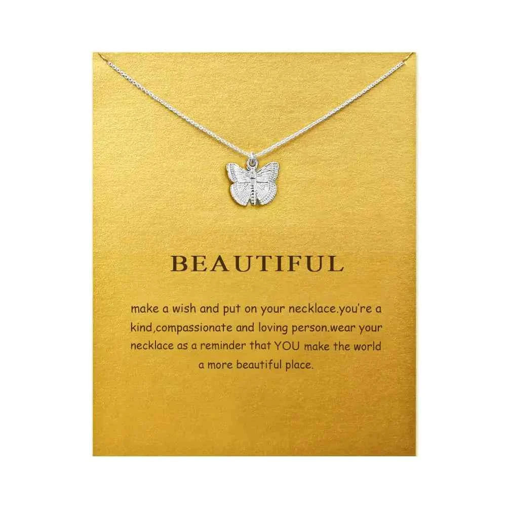 "Friendship" Good Luck Compass Pendant Chain Necklace with Message Card
