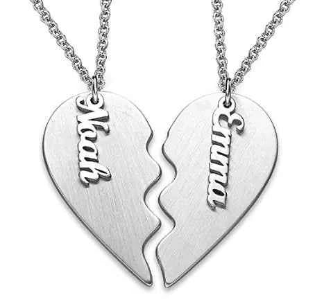 S925 Silver Heart Personalized Name Necklace for Couples
