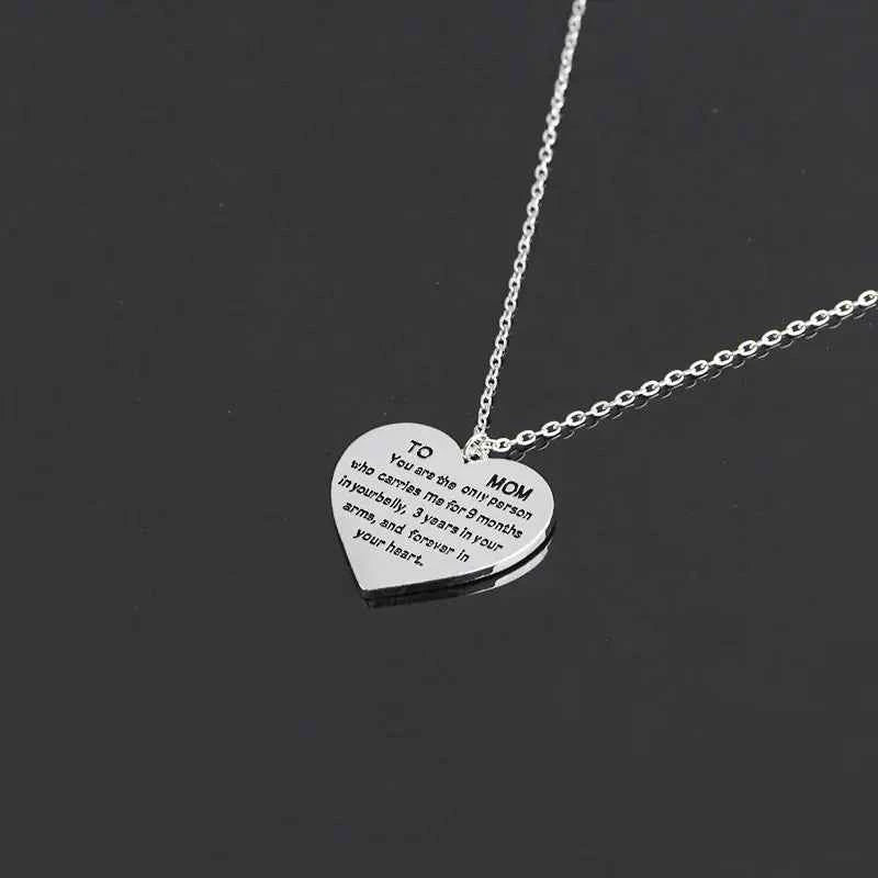Heart-Shaped Engraved Necklace for Mother's Day Gift