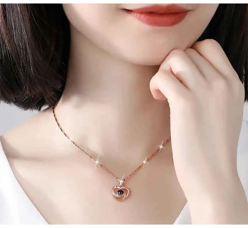 Projection Color Photo Heart Necklace
