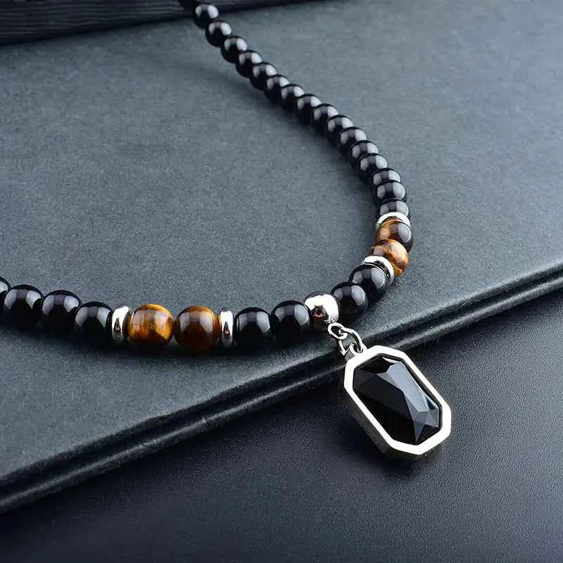 Men's Titanium Steel Black Letter Heart Engraved Necklace