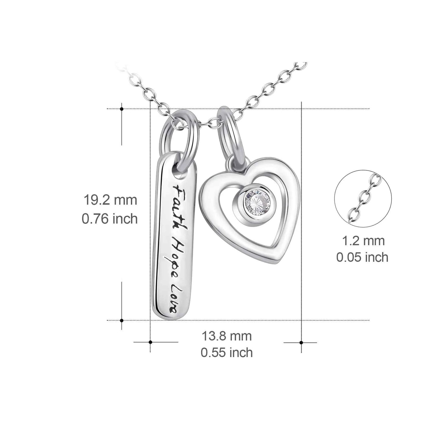 Heart-Shaped Pendant Engraved Necklace in 925 Silver