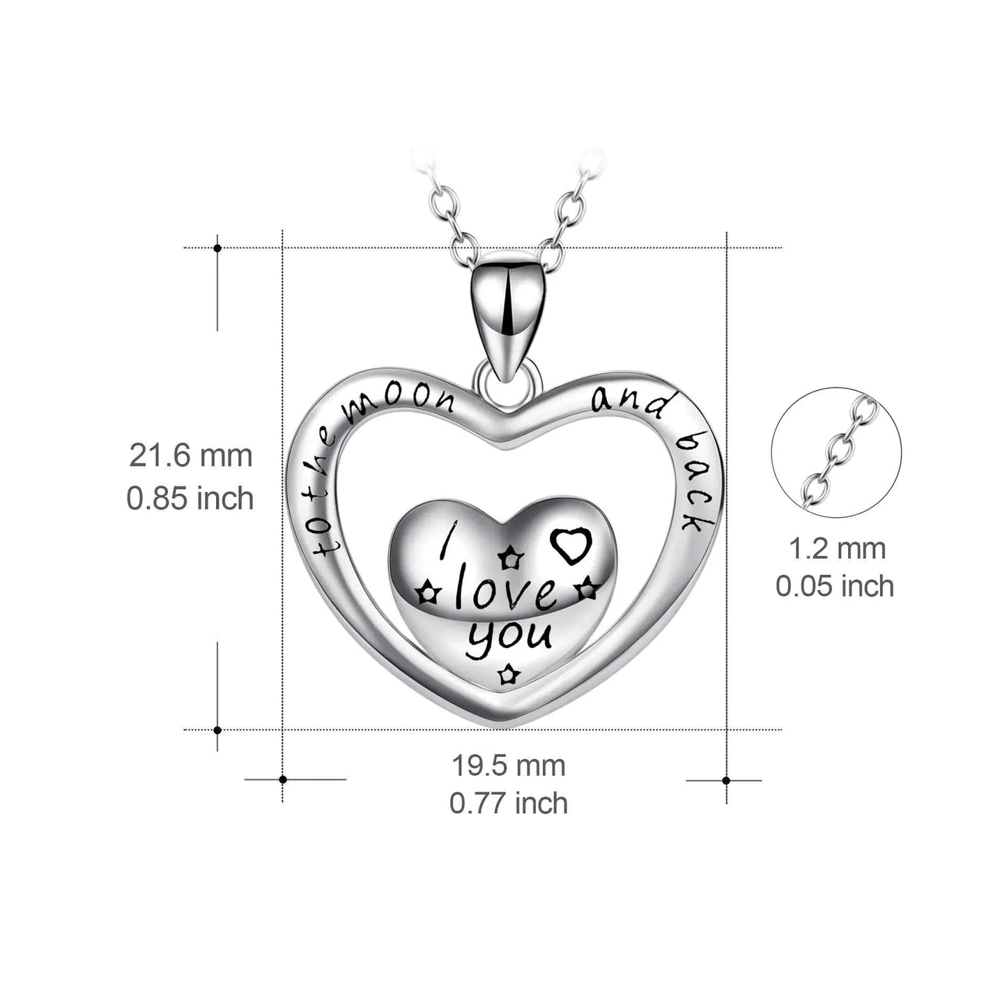 Heart Pendant Engraved Necklace in 925 Sterling Silver