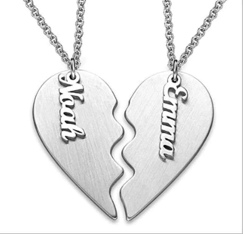 S925 Silver Heart Personalized Name Necklace for Couples