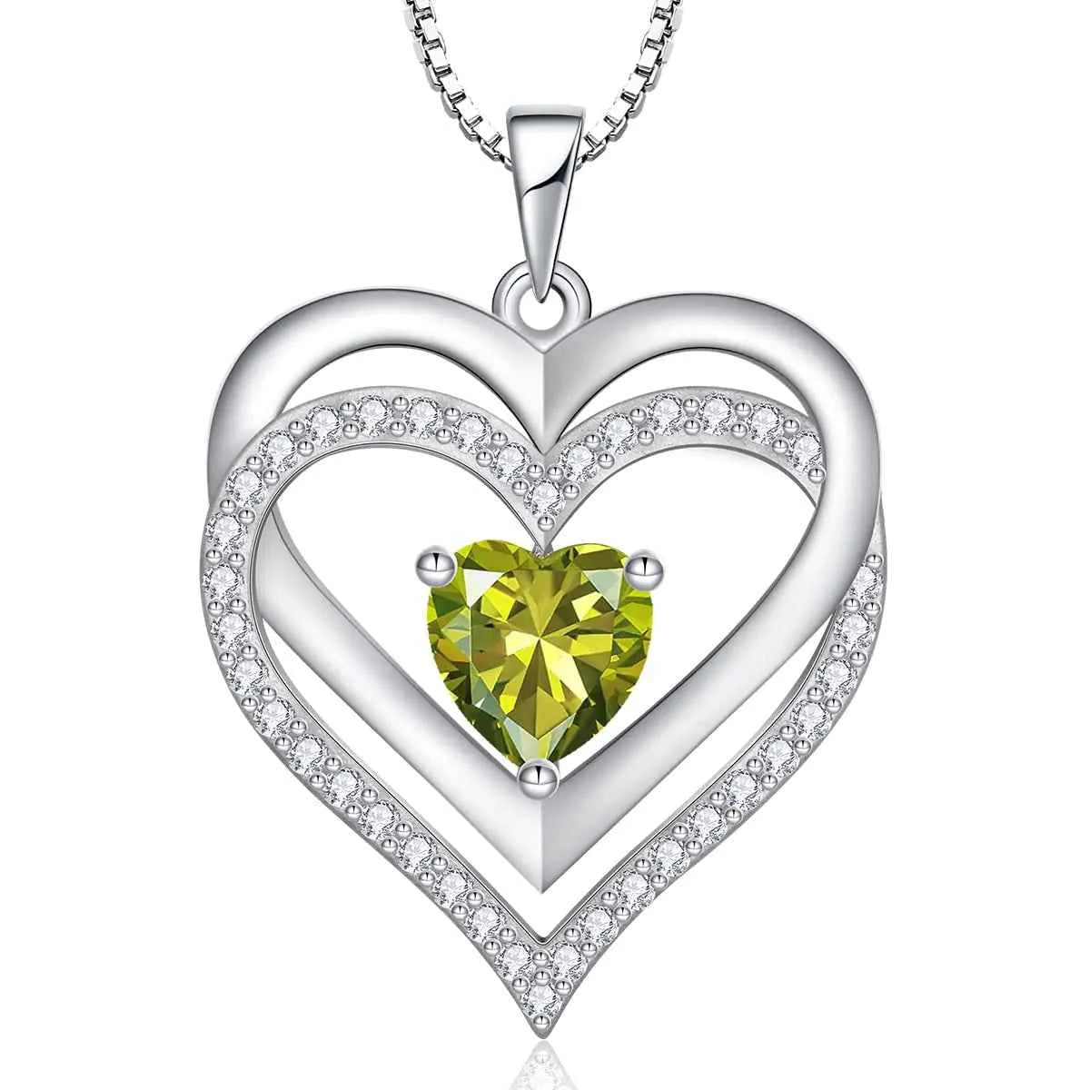 RIVIKO Heart August Birthstone Necklaces Gifts for Women 925