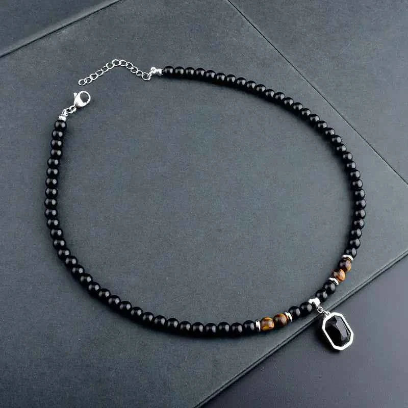 Men's Titanium Steel Black Letter Heart Engraved Necklace