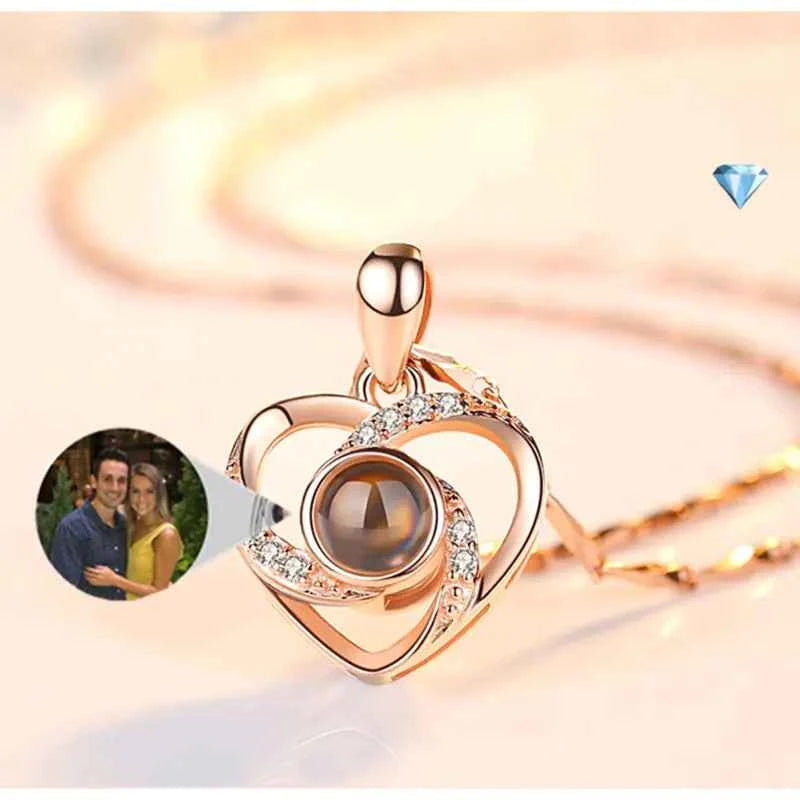 Projection Color Photo Heart Necklace