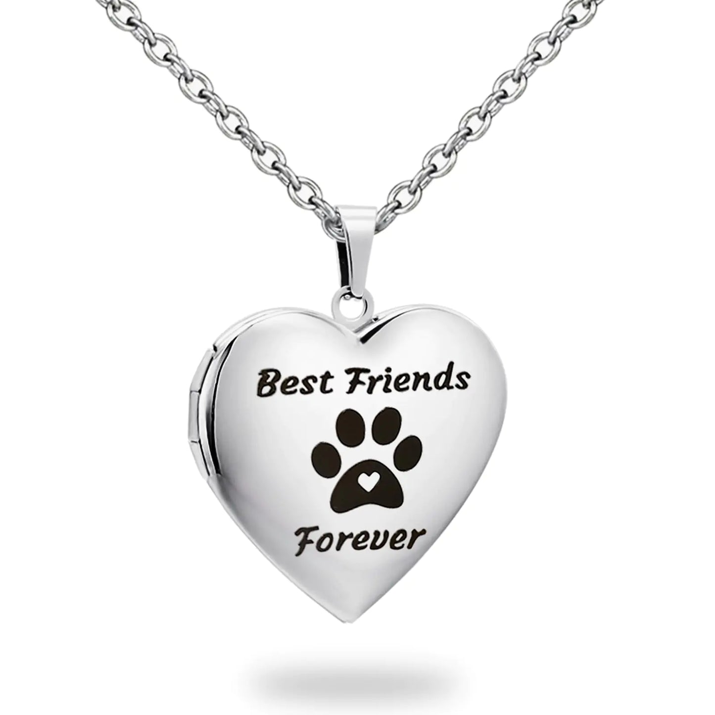 PHOCKSIN Love Heart Locket Dog Paw Print Locket Necklace