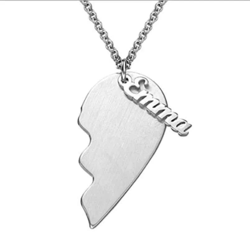 S925 Silver Heart Personalized Name Necklace for Couples