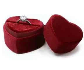 Red Heart Ring Stand with Velvet Jewelry Box (Single)