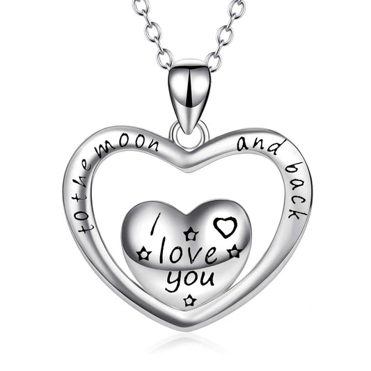 Heart Pendant Engraved Necklace in 925 Sterling Silver