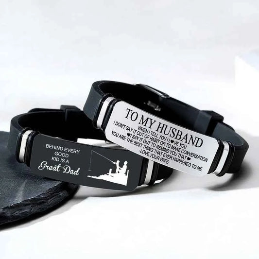 Mens Bracelets Customized Lettering LOGO To My Husband Son Gifts