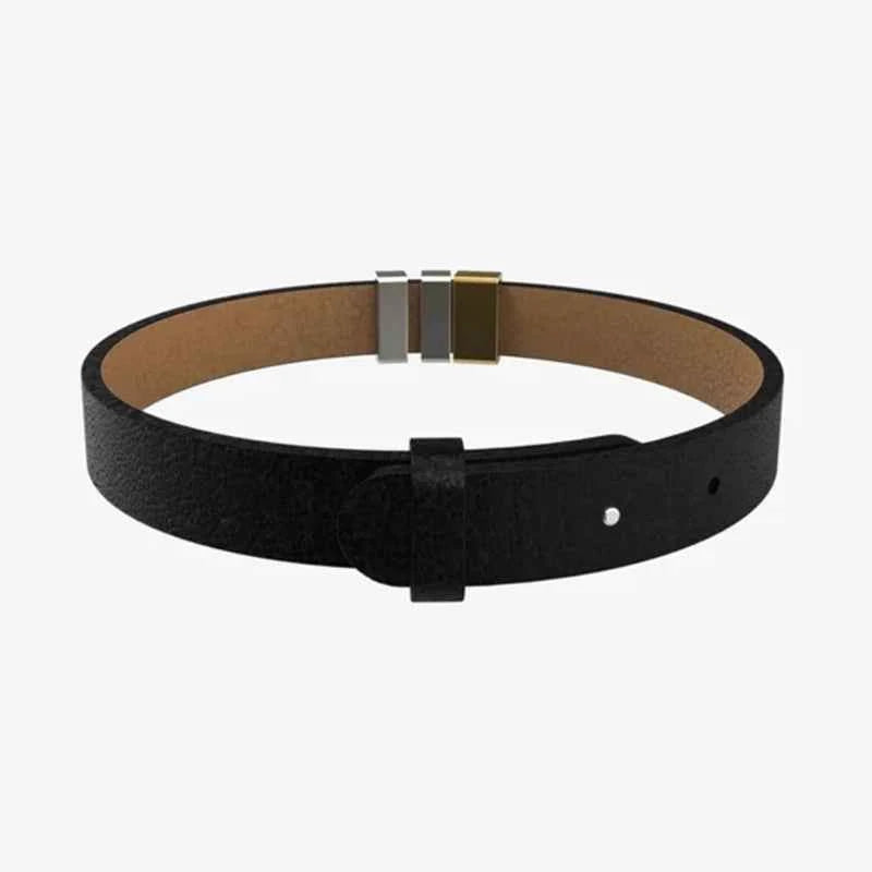 PolishedPlus Customized leather bracelet  for men  stainless steel Engrave Family Name Id Tag For Dad Gift