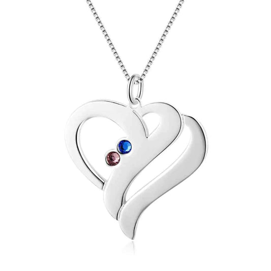 Custom Name Necklace with Birthstone Heart Pendant