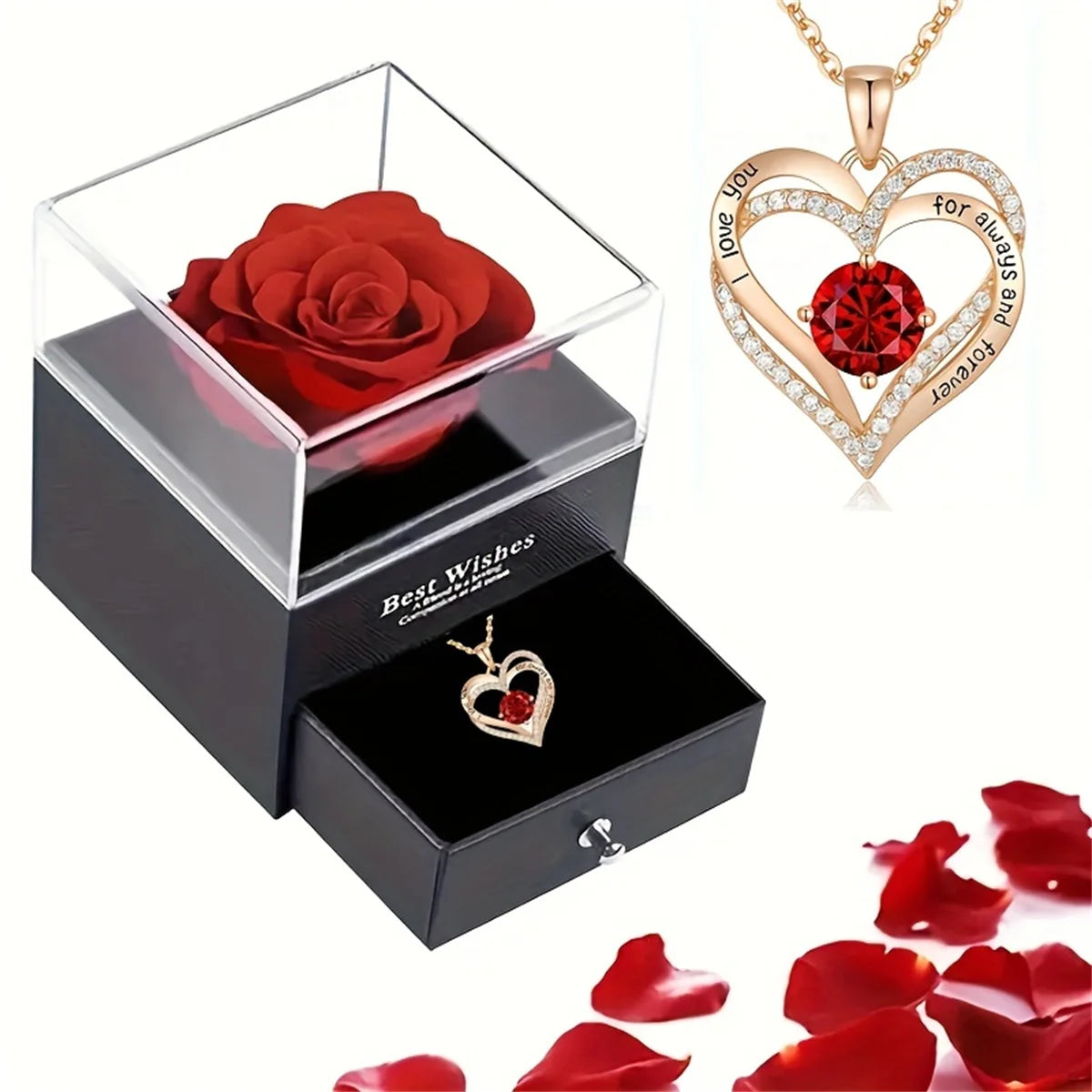 Heart of Our Family - Personalized Necklace With Luxury Forever Rose Box