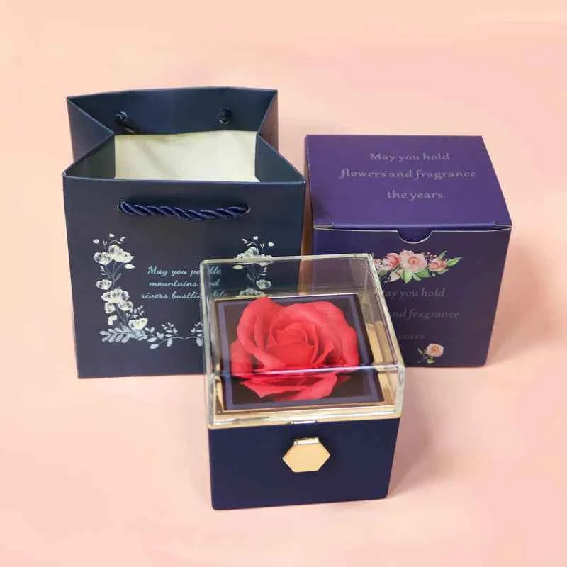 New Soap Rose Flower Jewelry Packaging Gift Box with Drawer