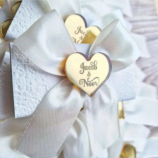 50 Pieces Personalized Engraved Baby Baptism Hangs Love Heart Decor Wedding