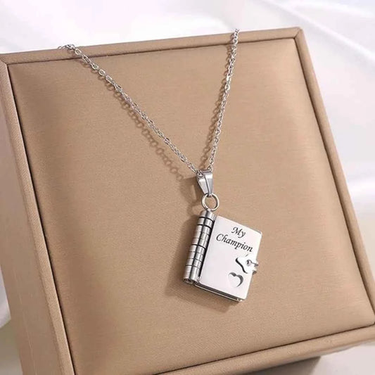 Christmas Ideal Gifts For Son My Champion Book Necklace Openable Pages My Little Star Stainless Steel Engraved