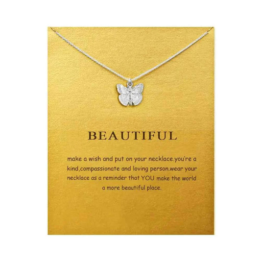 "Friendship" Good Luck Compass Pendant Chain Necklace with Message Card