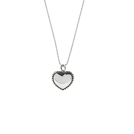 Shiny Heart Necklace with Beads and Round Design