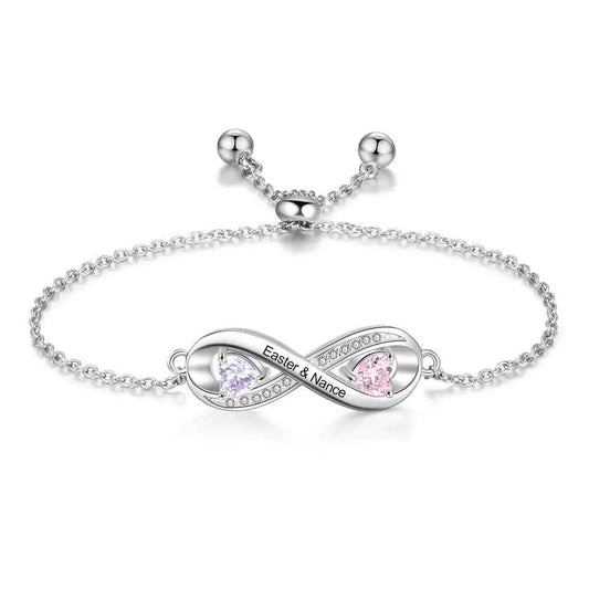 Personalized Engraved Name Bracelet with Birthstone