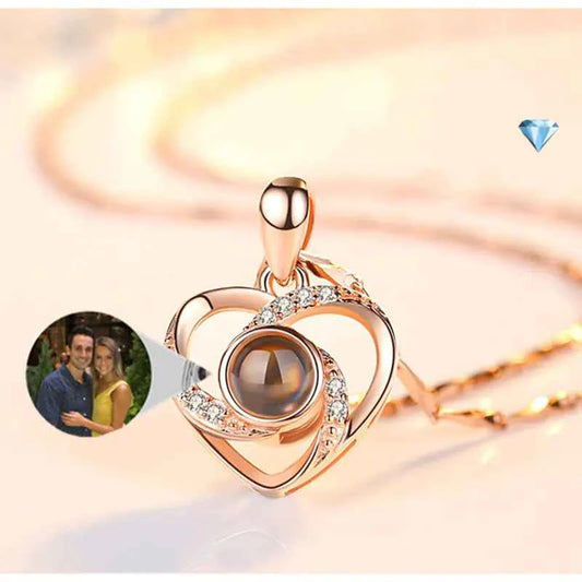 Projection Color Photo Heart Necklace