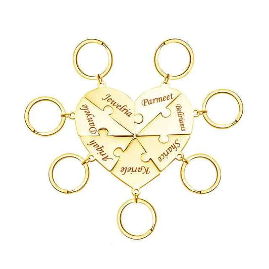 Fashionable Engraved Heart Necklace Set with Keychains
